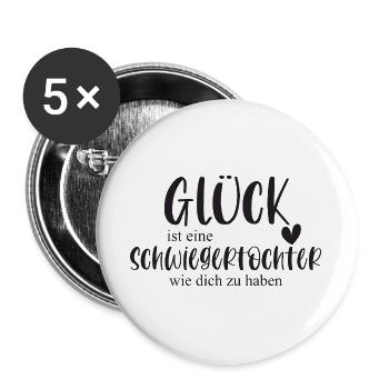 Schwiegertochter Tochter Familie Geschenk Danke - Buttons groß 56 mm (5er Pack) - Weiß - Vorne