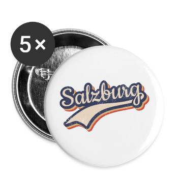 Österreich Salzburg Vintage Retro Typografie - Buttons groß 56 mm (5er Pack) - Weiß - Vorne