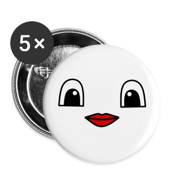 Cute face with red lips - Buttons groß 56 mm (5er Pack) - Weiß - Vorne