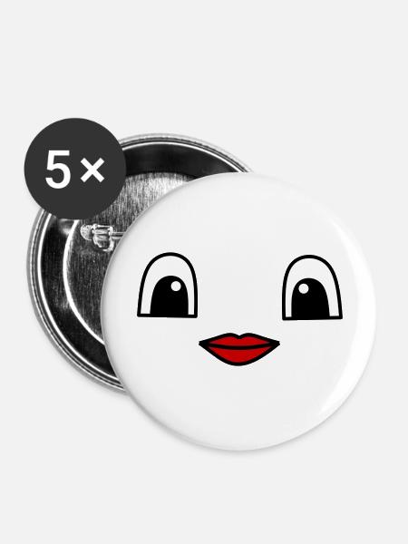 Cute face with red lips - Buttons groß 56 mm (5er Pack) - Weiß
