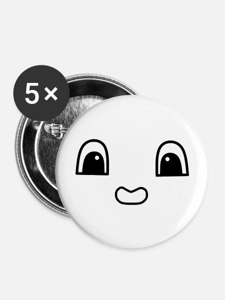 Cute face - Buttons groß 56 mm (5er Pack) - Weiß