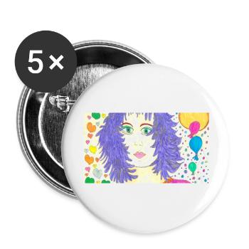 JasminEs World - Buttons groß 56 mm (5er Pack) - Weiß - Vorne