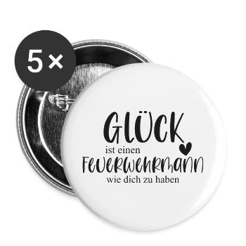 Feuerwehrmann Freiwillige Feuerwehr Ehrenamt - Buttons groß 56 mm (5er Pack) - Weiß - Vorne