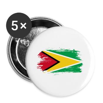 Guayana Flagge - Buttons groß 56 mm (5er Pack) - Weiß - Vorne