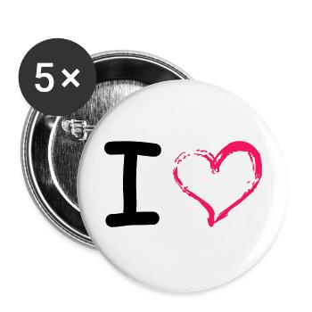 I Heart - Buttons large 2.2''/56 mm (5-pack) - white - Front