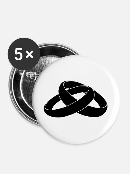Eheringe - Buttons groß 56 mm (5er Pack) - Weiß