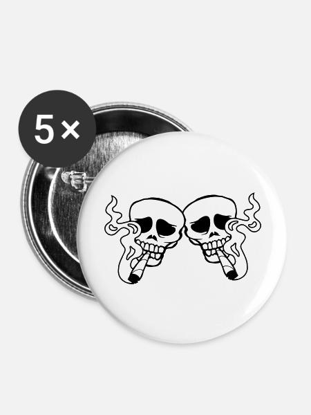 Team 2 Joint Schädel - Buttons groß 56 mm (5er Pack) - Weiß