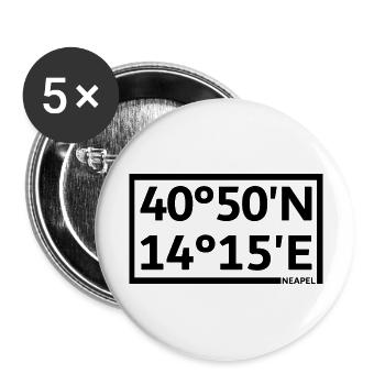 Coordonnées de Naples - Lot de 5 grands badges (56 mm) - blanc - Devant