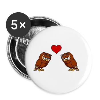 Eule Comic Paar Liebe - Buttons groß 56 mm (5er Pack) - Weiß - Vorne