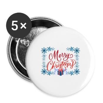 Noël - Arbre de Noël - Vacances du Père Noël - Lot de 5 grands badges (56 mm) - blanc - Devant