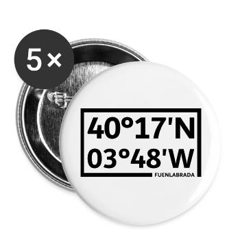 Fuenlabrada Koordinaten - Buttons groß 56 mm (5er Pack) - Weiß - Vorne