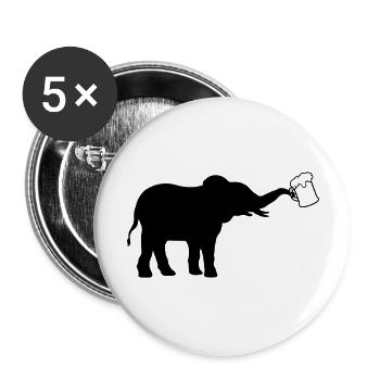 Jug bière éléphant cool - Lot de 5 grands badges (56 mm) - blanc - Devant