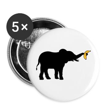 Grande silhouette d’éléphant banane - Lot de 5 grands badges (56 mm) - blanc - Devant