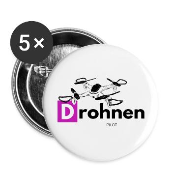 Drohnen Pilot Drone Pilot Helikopter Flug - Buttons groß 56 mm (5er Pack) - Weiß - Vorne