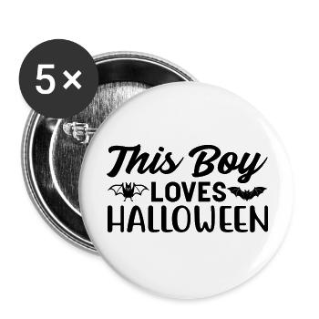 Ce garçon adore Halloween - Lot de 5 grands badges (56 mm) - blanc - Devant
