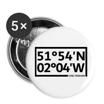 Cheltenham Koordinaten - Buttons groß 56 mm (5er Pack) - Weiß - Vorne