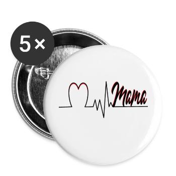 Maman préférée Meilleure maman Heartline Vous aimer - Lot de 5 grands badges (56 mm) - blanc - Devant