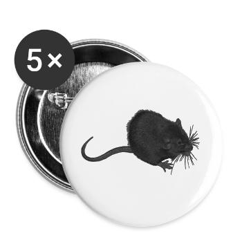 tierdesigns verschenken, ratte, süße Kleintiere - Buttons groß 56 mm (5er Pack) - Weiß - Vorne