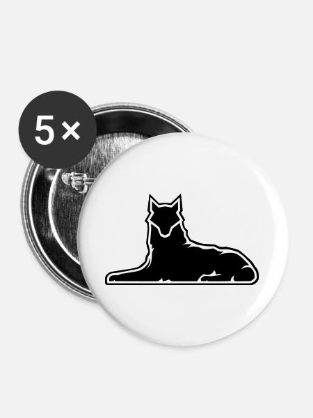 Minimalist Wolf Silhouette Design - Buttons large 2.2''/56 mm (5-pack) - white