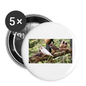 Finch Flock - zebra finches - Buttons large 2.2''/56 mm (5-pack) - white - Front