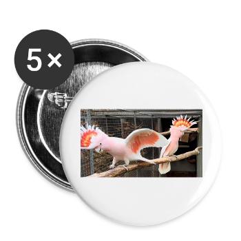 Major Mitchell Cockatoo - Paar - Buttons groß 56 mm (5er Pack) - Weiß - Vorne