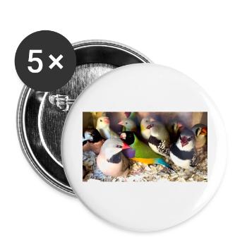 Finches Mix - Buttons large 2.2''/56 mm (5-pack) - white - Front