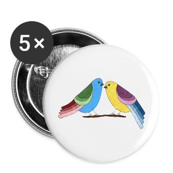 Oiseaux - Lot de 5 grands badges (56 mm) - blanc - Devant