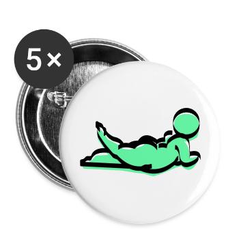 femme potelée en vert - Lot de 5 grands badges (56 mm) - blanc - Devant