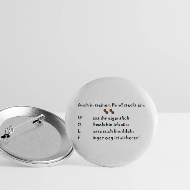 Hund stammt vom Wolf ab! Ob Chihuahua oder Boxer. Buttons groß 56 mm (5er Pack)