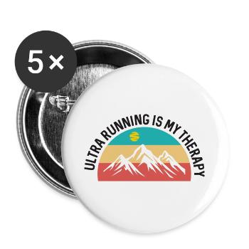 Ultra Running ist meine Therapie - Buttons groß 56 mm (5er Pack) - Weiß - Vorne