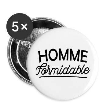 homme formidable - Lot de 5 grands badges (56 mm) - blanc - Devant