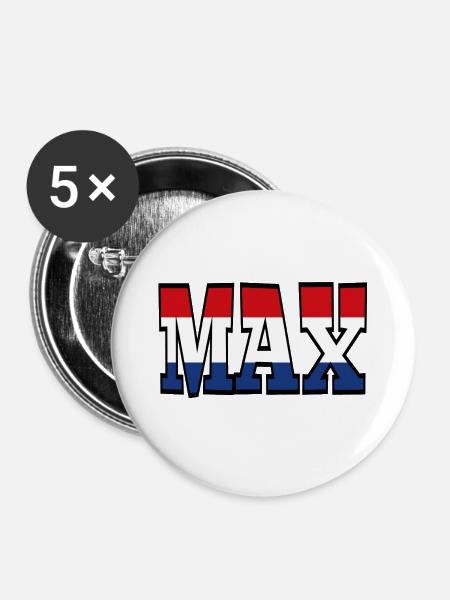 Max 33 für alle Rennfans * - Buttons groß 56 mm (5er Pack) - Weiß