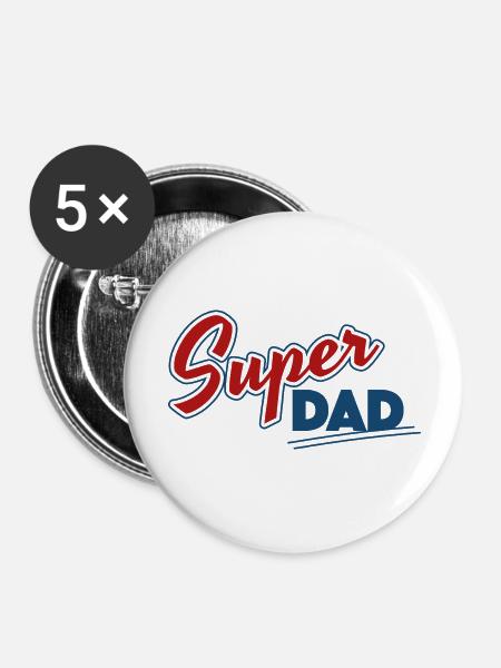 Super Papa - Buttons groß 56 mm (5er Pack) - Weiß