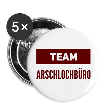 TEAM A-lochbüro. Lustiges T-Shirt für ein Büro : ) - Buttons groß 56 mm (5er Pack) - Weiß - Vorne