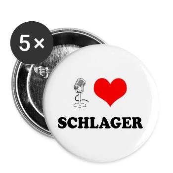 I love Schlager - Buttons large 2.2''/56 mm (5-pack) - white - Front