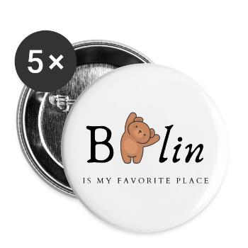 Berlin is my favorite place Stadt Berlin Bär - Buttons groß 56 mm (5er Pack) - Weiß - Vorne