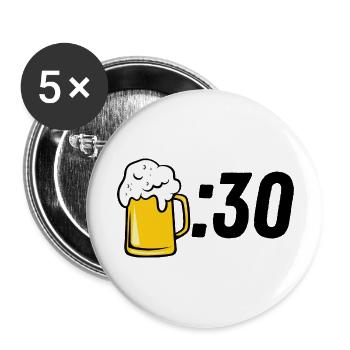 Bier :30 - Buttons groß 56 mm (5er Pack) - Weiß - Vorne
