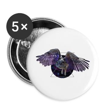 Weltraumeule - Buttons groß 56 mm (5er Pack) - Weiß - Vorne