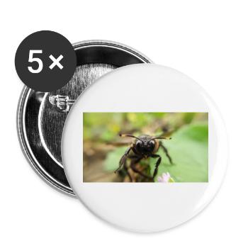 Blue Wood Bee Macro Photography - Buttons large 2.2''/56 mm (5-pack) - white - Front