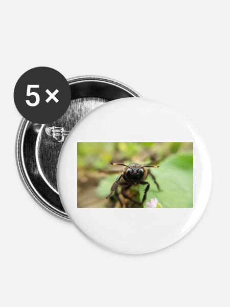 Blue Wood Bee Macro Photography - Buttons large 2.2''/56 mm (5-pack) - white