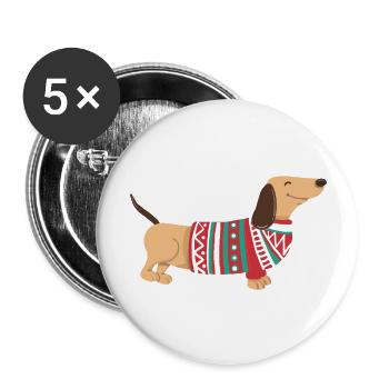Funny Christmas Dachshund Christmas Dachshund Dog - Buttons large 2.2''/56 mm (5-pack) - white - Front