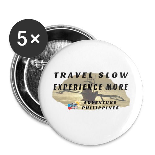 Travel slow Logo für helle Kleidung - Buttons groß 56 mm (5er Pack)