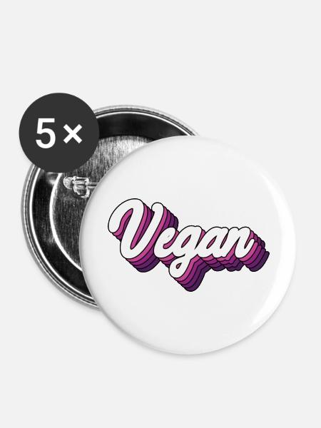 Vegan - Buttons groß 56 mm (5er Pack) - Weiß
