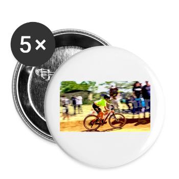 Mountainbiken bergab - Buttons groß 56 mm (5er Pack) - Weiß - Vorne