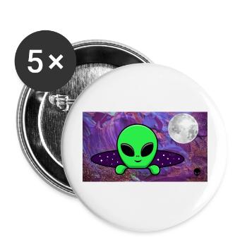 Alien Weltraum - Buttons groß 56 mm (5er Pack) - Weiß - Vorne