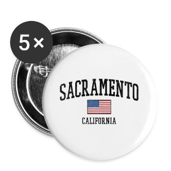 Sacramento California USA Graphic with Flag - Buttons large 2.2''/56 mm (5-pack) - white - Front