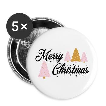 Joyeux sapin de Noël - Lot de 5 grands badges (56 mm) - blanc - Devant