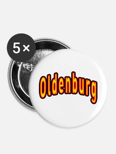 Oldenburg - Buttons groß 56 mm (5er Pack) - Weiß
