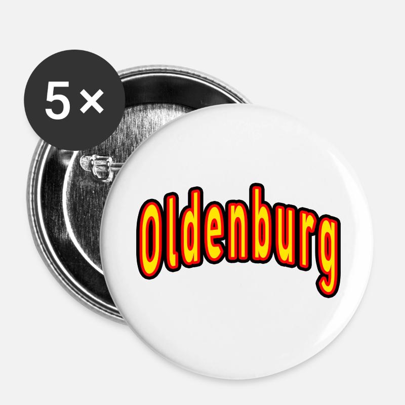 Oldenburg - Buttons groß 56 mm (5er Pack) - Weiß