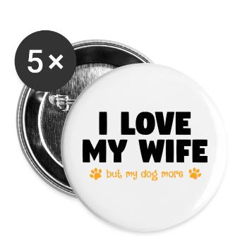 Dog Hund - Buttons large 2.2''/56 mm (5-pack) - white - Front